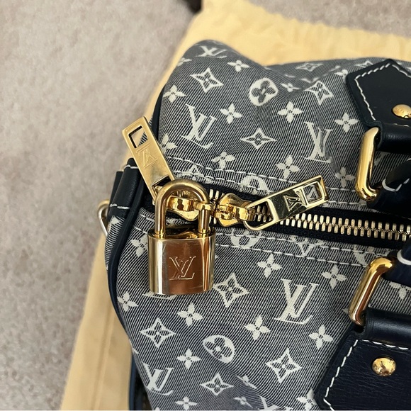 LOUIS VUITTON Idylle Encre Bandouliere Navy Blue Canvas Monogram Speedy 30 Bag - Picture 6 of 12